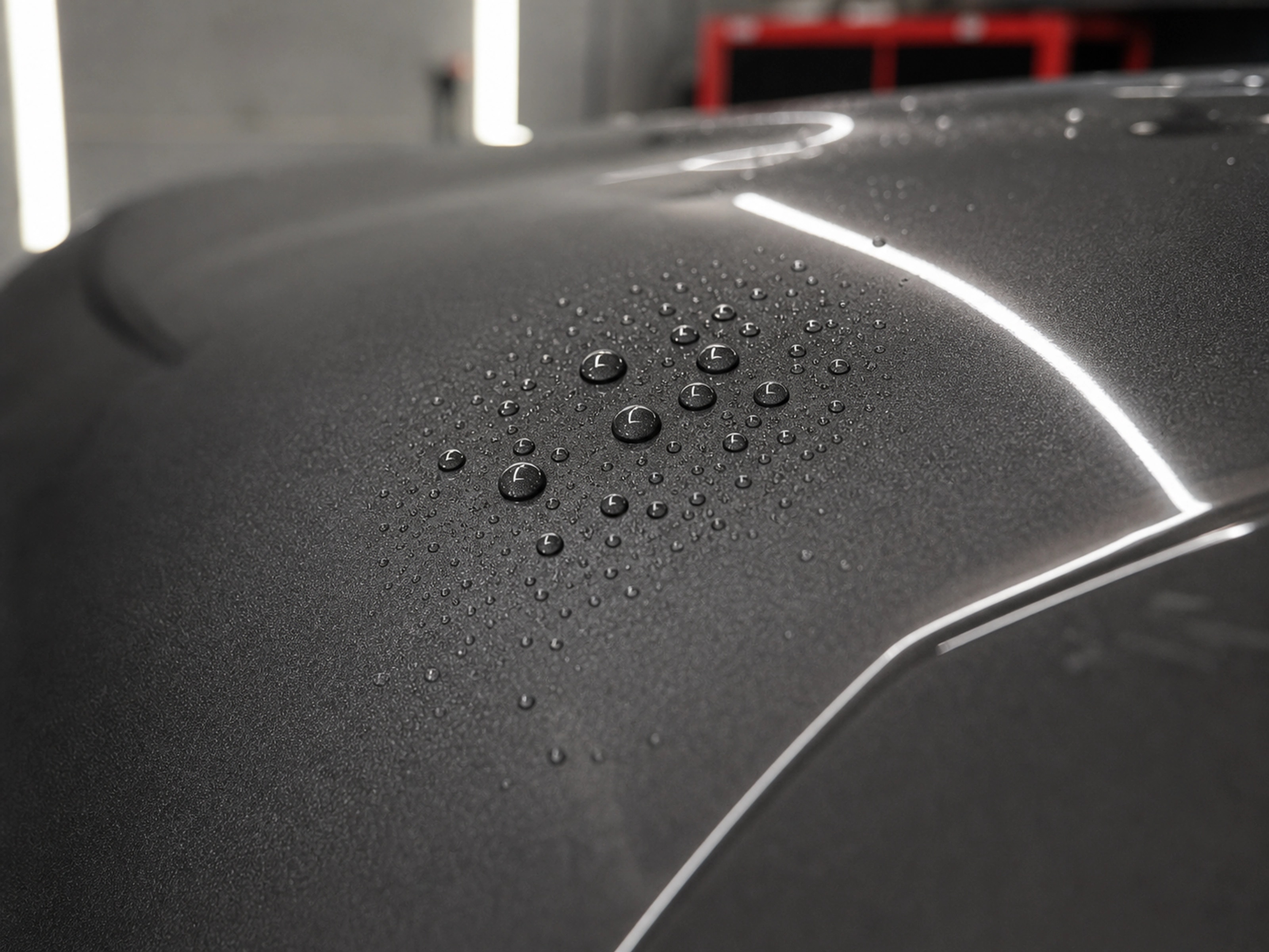 Hydrophobic ceramic-coated finish